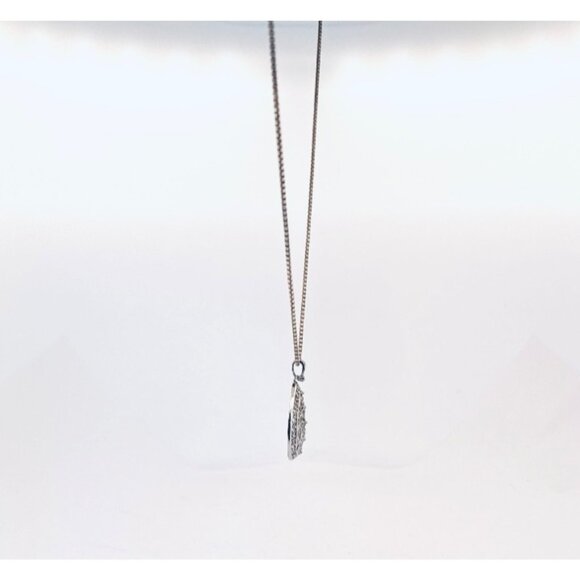 Estate 925 Sterling Silver Teardrop Filigree Pendant Necklace Marcasite Style - Picture 2 of 9